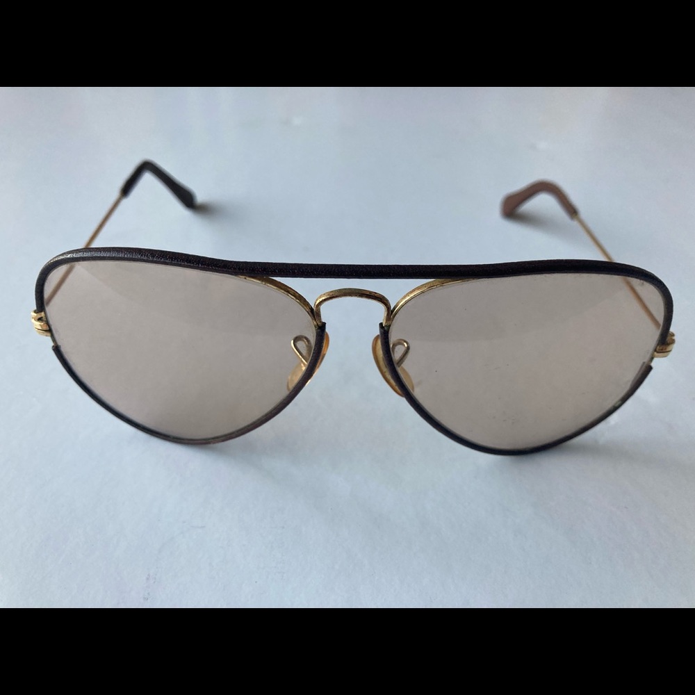 Vintage Ray Ban Leather Aviator Sunglasses